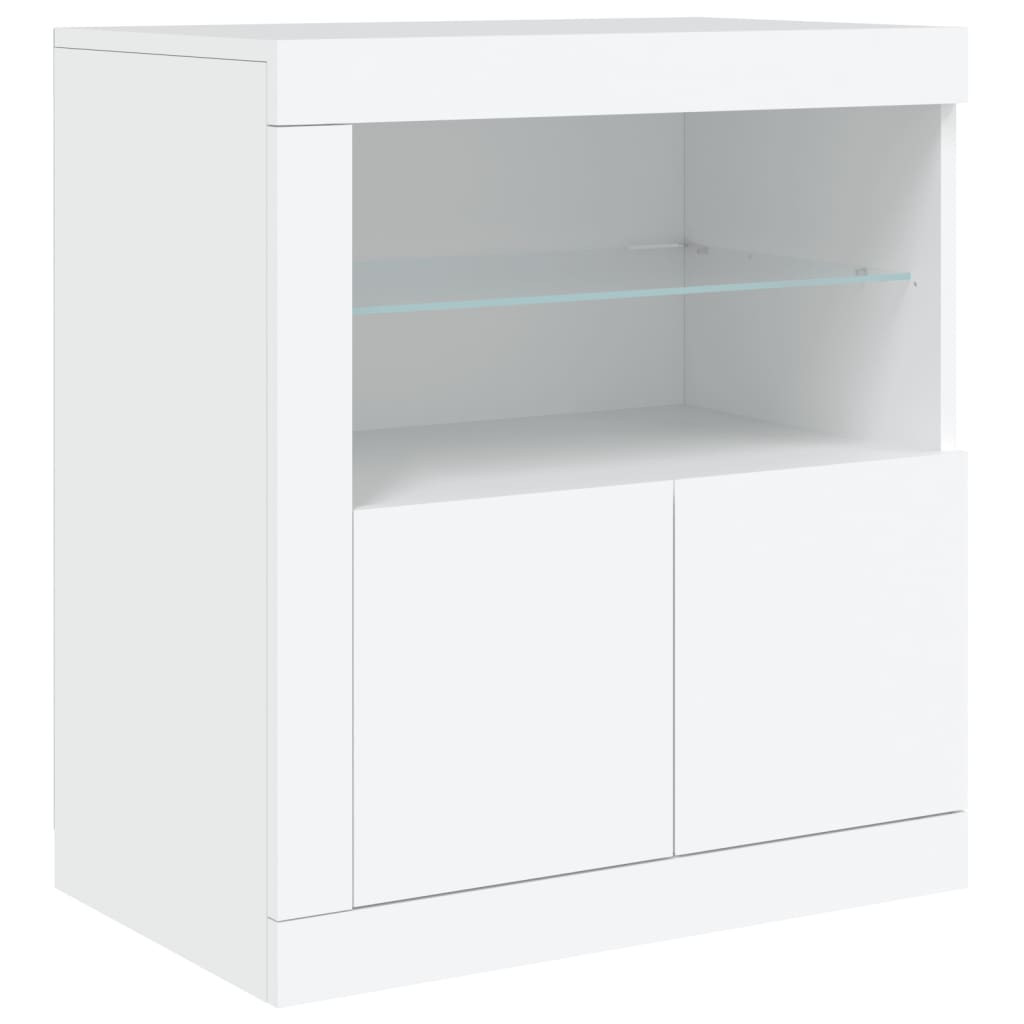 Szafka Biała LED Szklana 60.5x37x67 cm do Salonu Pokoju Sypialni