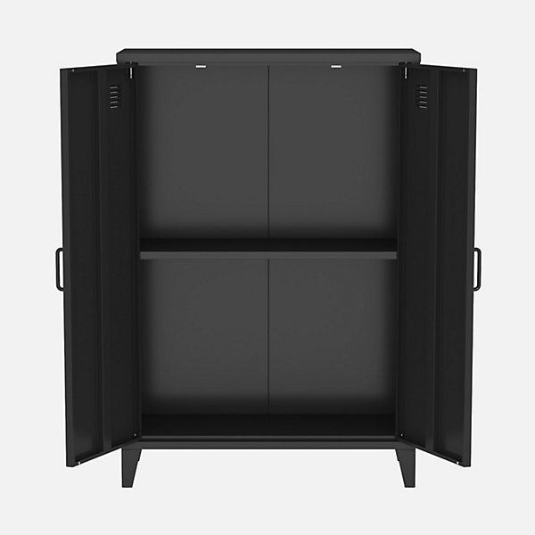Lot de 2 commodes/armoires métal 2 portes Soho noir. casiers. L 75 x P 33 x H 110 cm