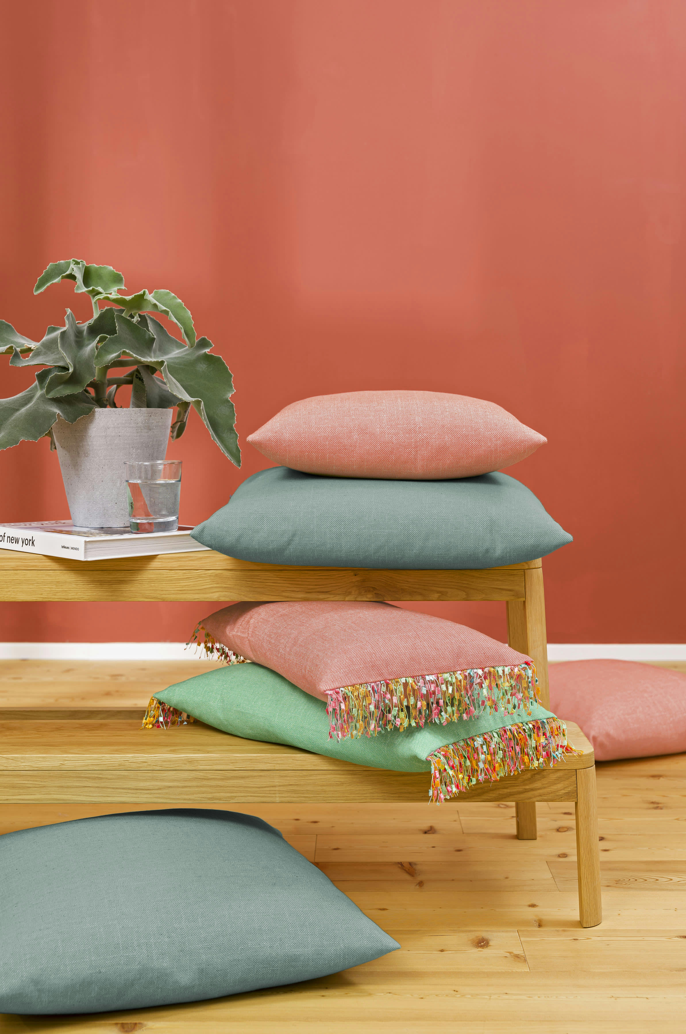 RIVA - Housses de coussin jacquard chiné pétrole -Lot de 2-40x40