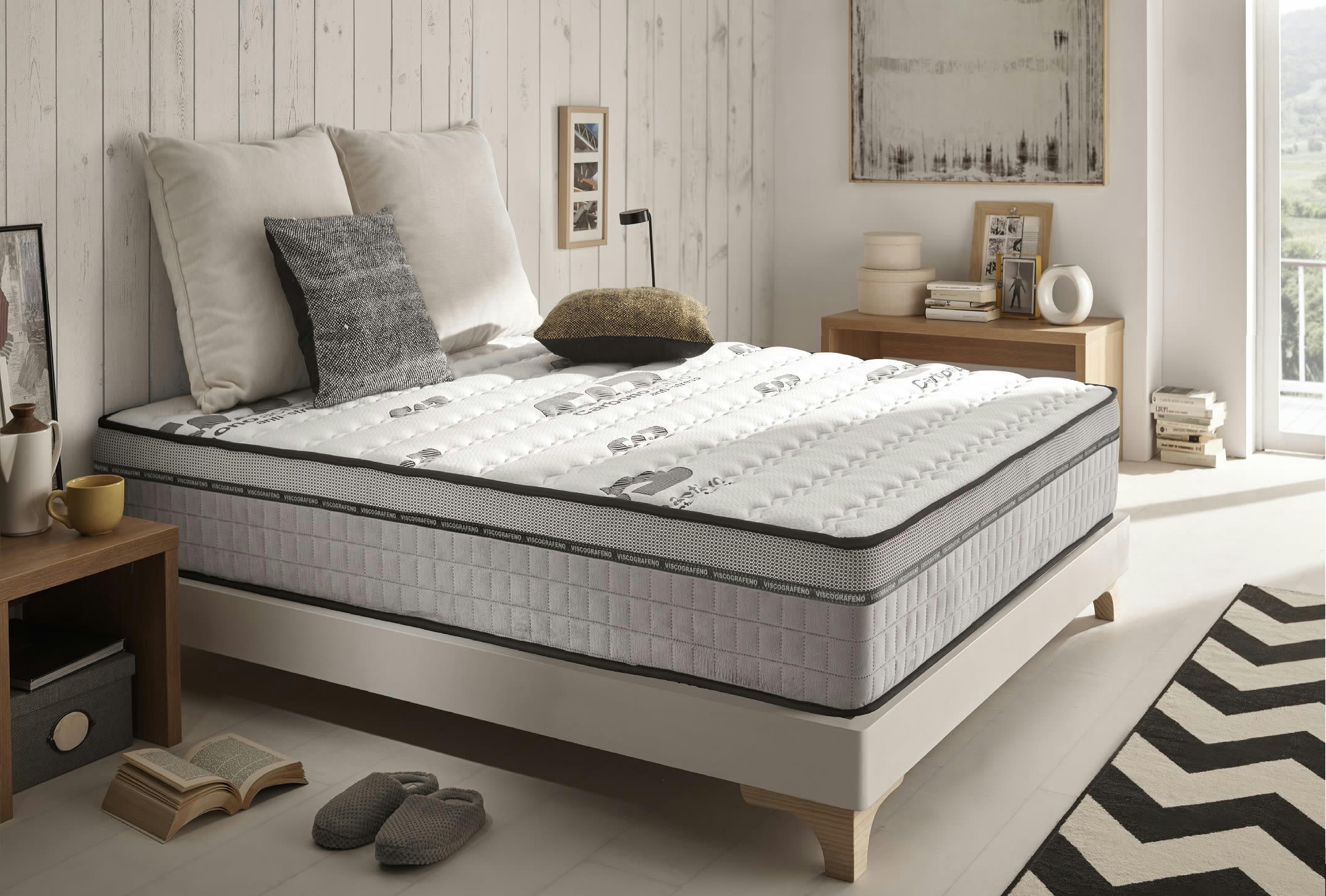 CARBONE PLUS - Matelas  160x200 - mousse à mémoire de forme - soutien ferme