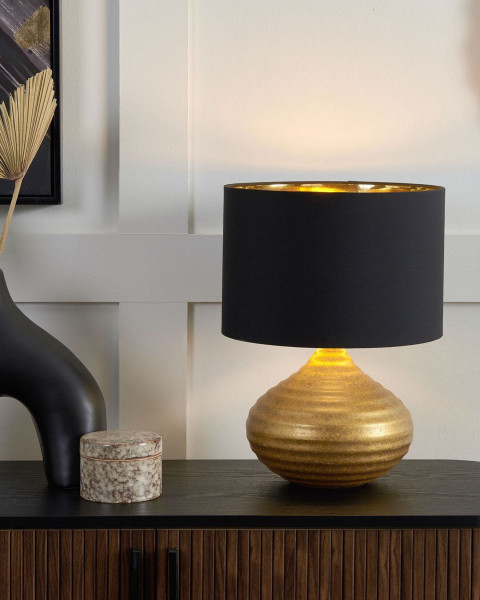 Lampka nocna stołowa ceramiczna złota