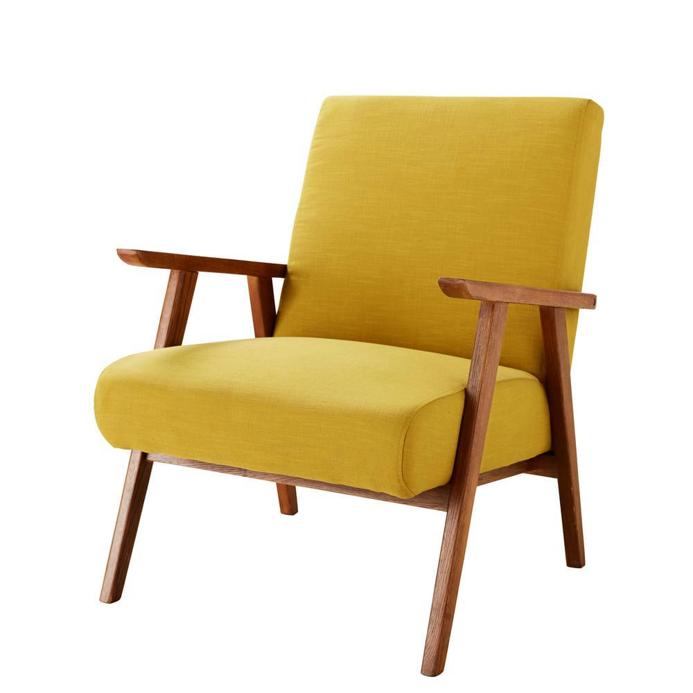 Hermann - Fauteuil vintage jaune moutarde