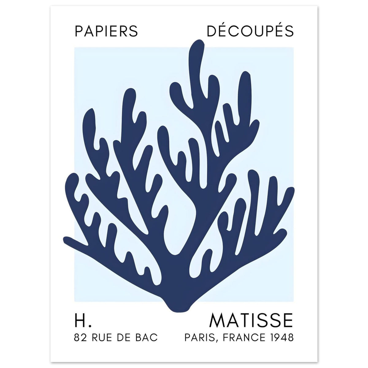 Artfulprints Poster Matisse – Coral harmony navy blue I  - 30x40 cm - Blauw
