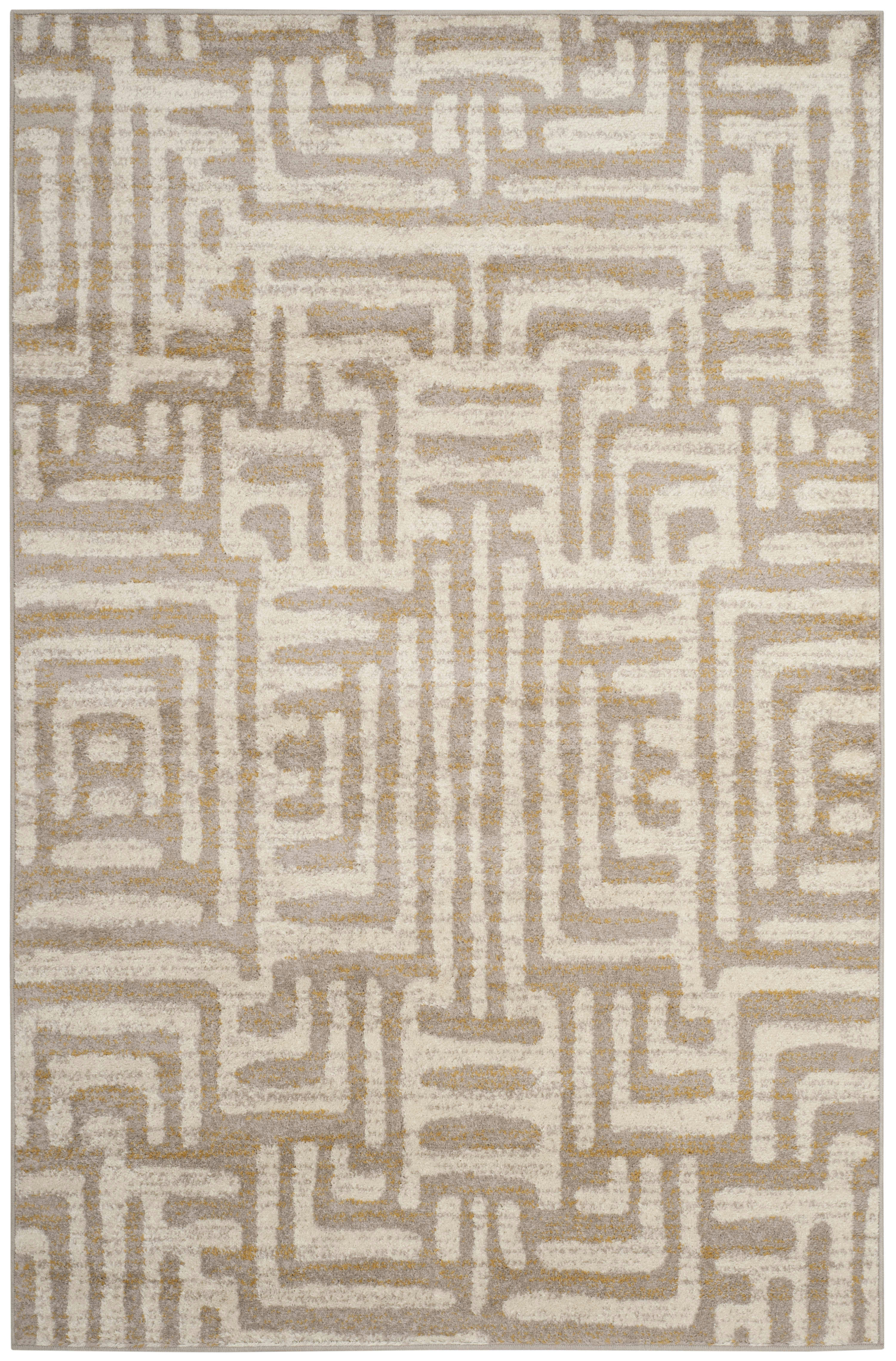 AMSTERDAM - Tapis de salon interieur en ivoire & mauve, 155 x 229 cm