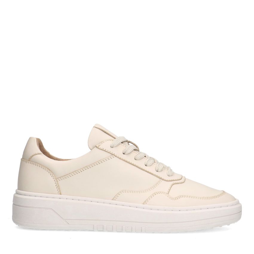 Manfield Beige leren sneakers
