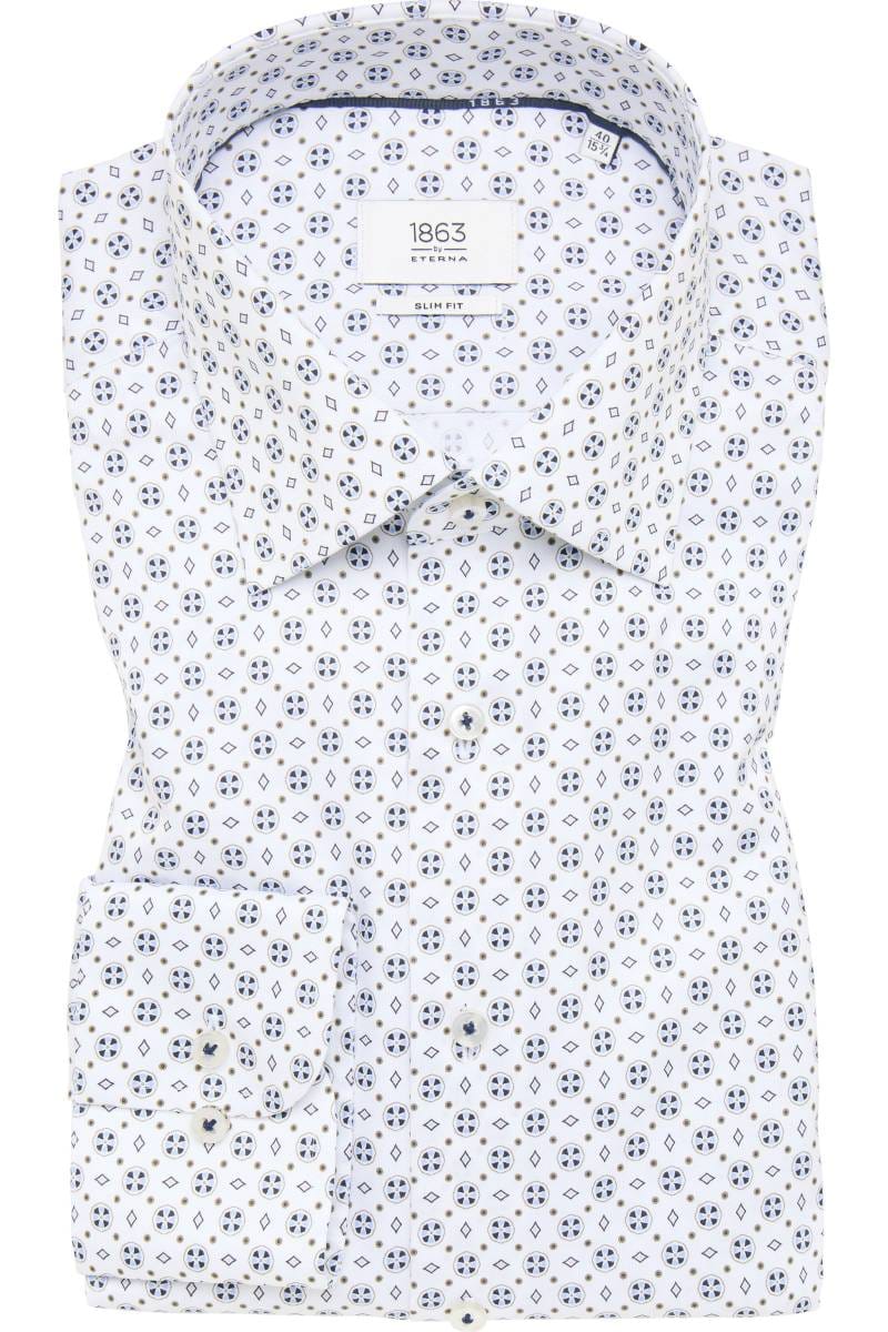 ETERNA 1863 Slim Fit Hemd weiss, Bedruckt