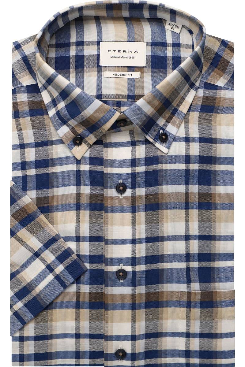 ETERNA Modern Fit Tencel Hemd marine, Kariert