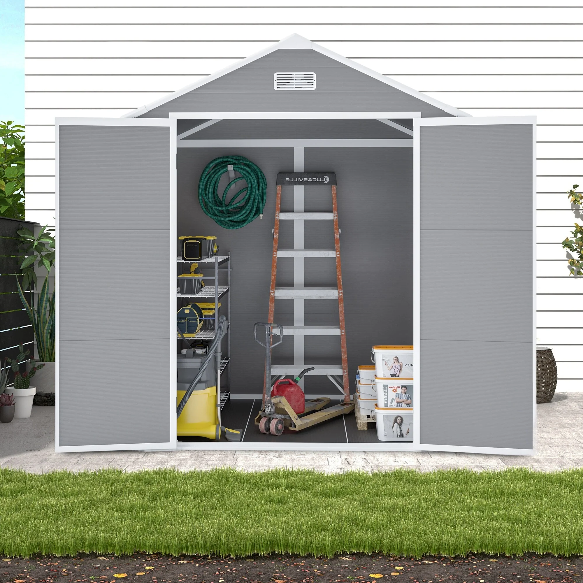 Resin Storage Shed with Lockable Door Weatherproof Garden Shed Tool Shed Pet Shed Rust-proof, UV-proof