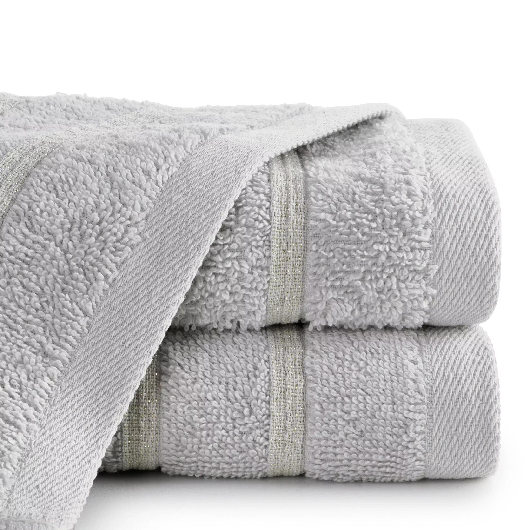 Ręcznik do rąk 30x50 cm bawełniany kolor srebrny w błyszczące paseczki AMIRA