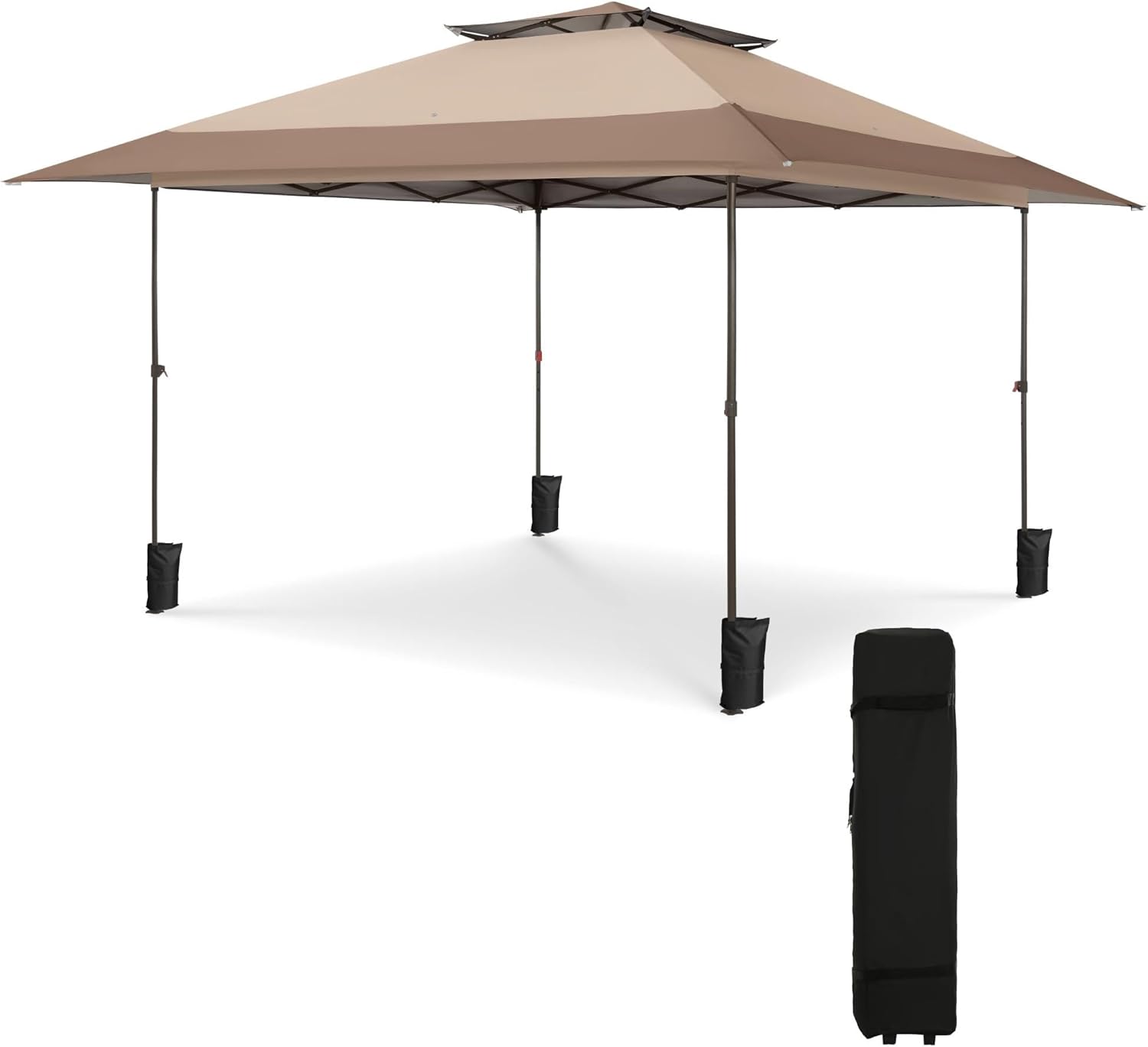 Sophia & William Outdoor Canopy 13x13 Pop Up Canopy Tent Instant Easy One Person Set Up Folding Shelter w/Auto Extending Eaves 169 Square Feet of Shade, UPF50+, Beige