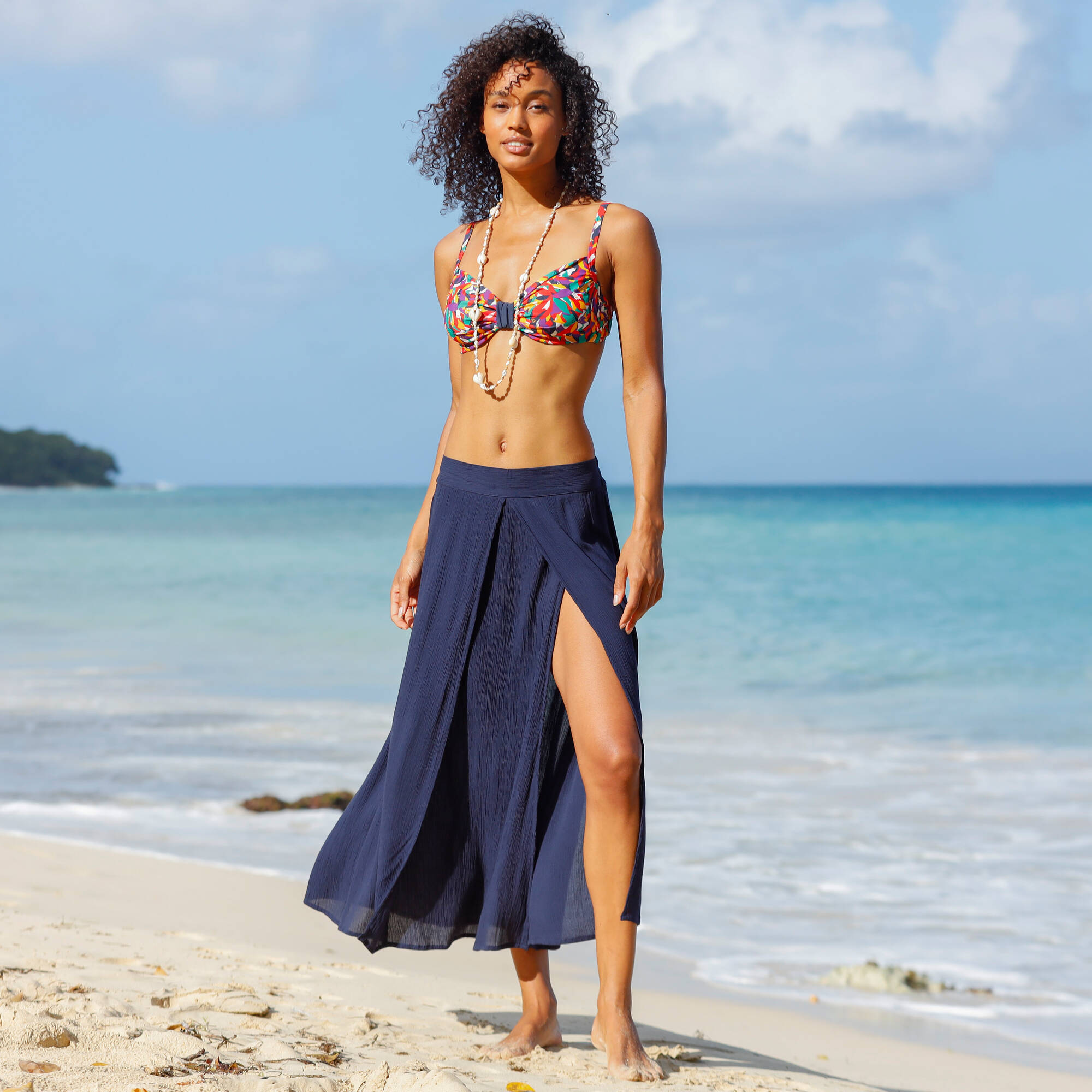 Soutien-gorge de bain drapé imprimé Toboki, avec armatures