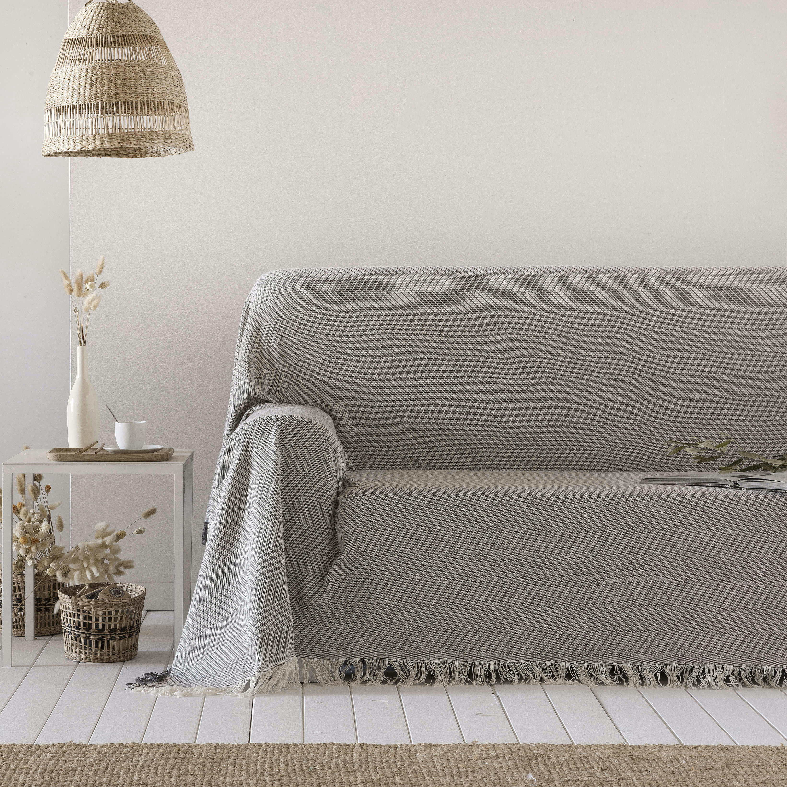 BETTY - Plaid en coton noir et blanc motifs graphiques 250x260