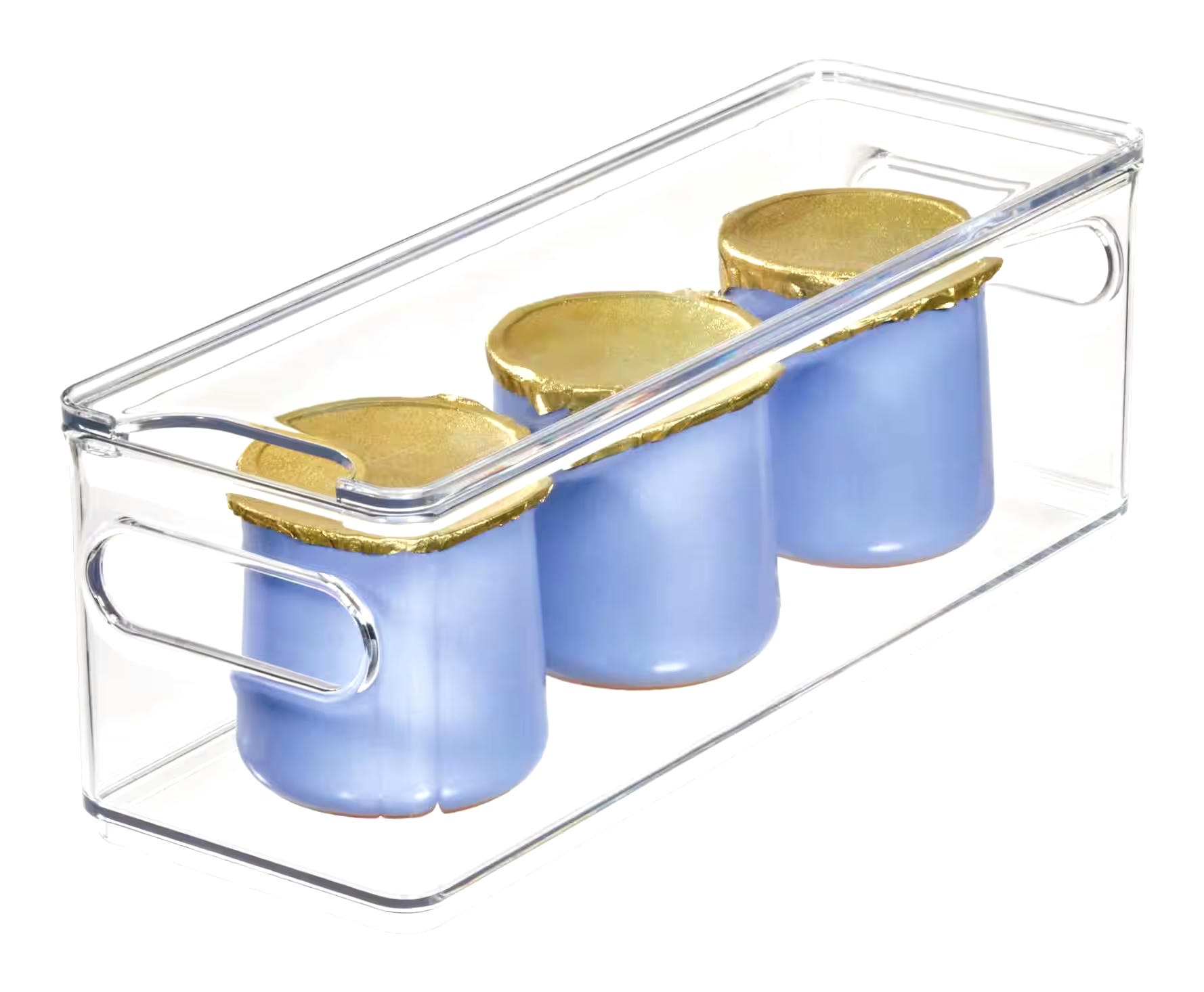 The Home Edit x iDESIGN Clear Plastic Narrow Stacking Fridge Bin Storage Organizer with Lid