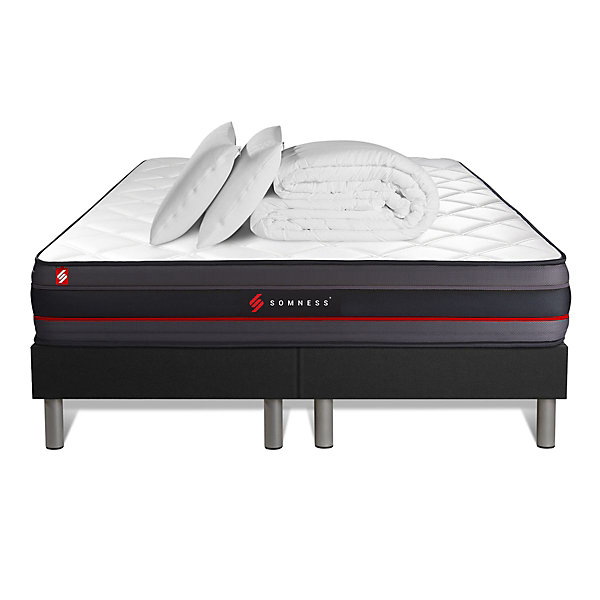 Pack sommier tapissier matelasMémoire de forme avec couette et oreillers