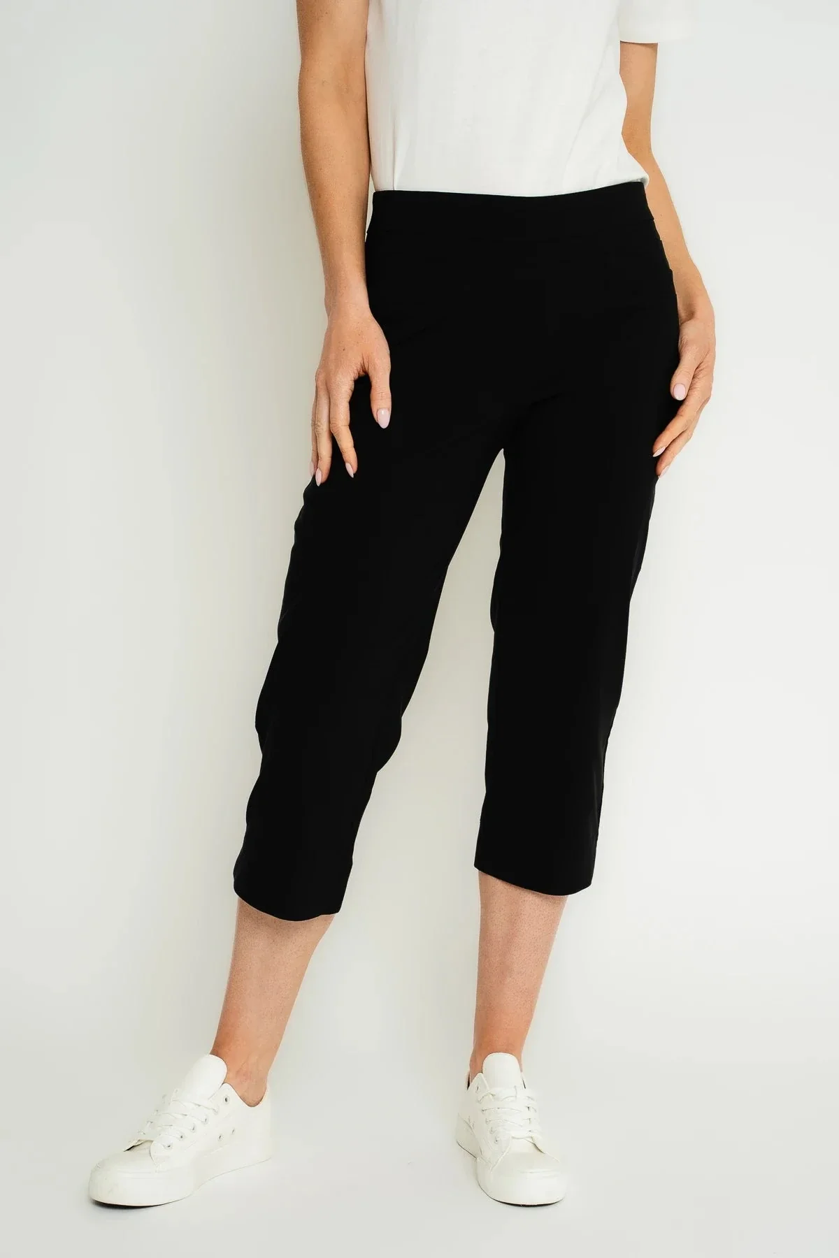 Black Bengaline Cropped Trousers