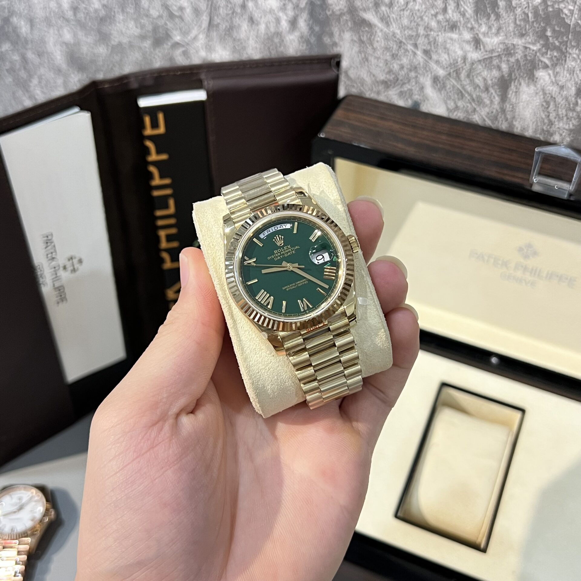 Rolex Day-Date 228238 YG Plated Green Dial 40mm Super Clone