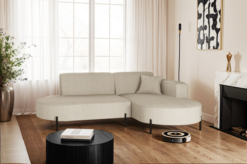 Narożnik, Sofa w kształcie L Modena Rein tkanina Poso Beżowy Prawy