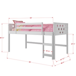 Donco Kids' Twin Circles Low Tent White Loft Bed