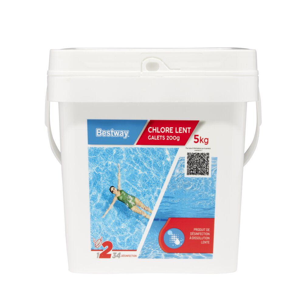 Chlore lent piscine 5kg galet 200gr