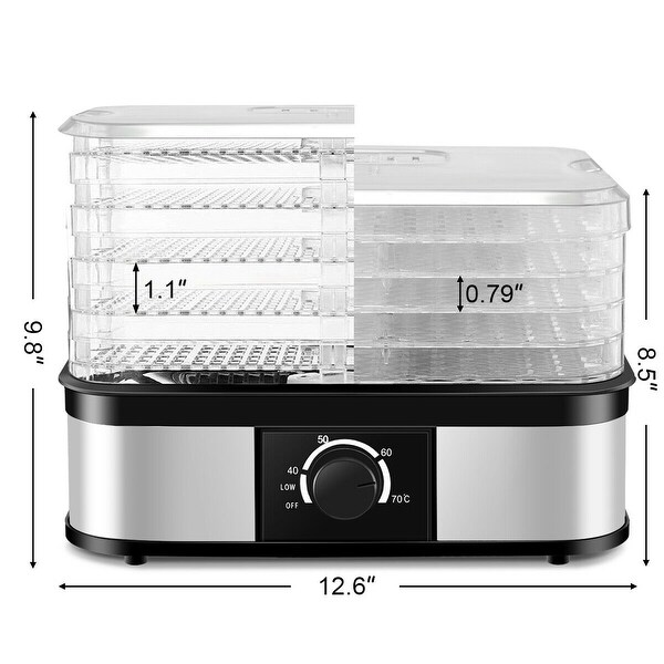 Costway Food Dehydrator 5 Tray Food Preserver Fruit Vegetable Dryer - 12.6''L x 9.8''W x 9.4''H