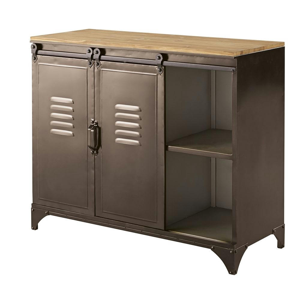 Wayne - Buffet 2 portes en métal et sapin