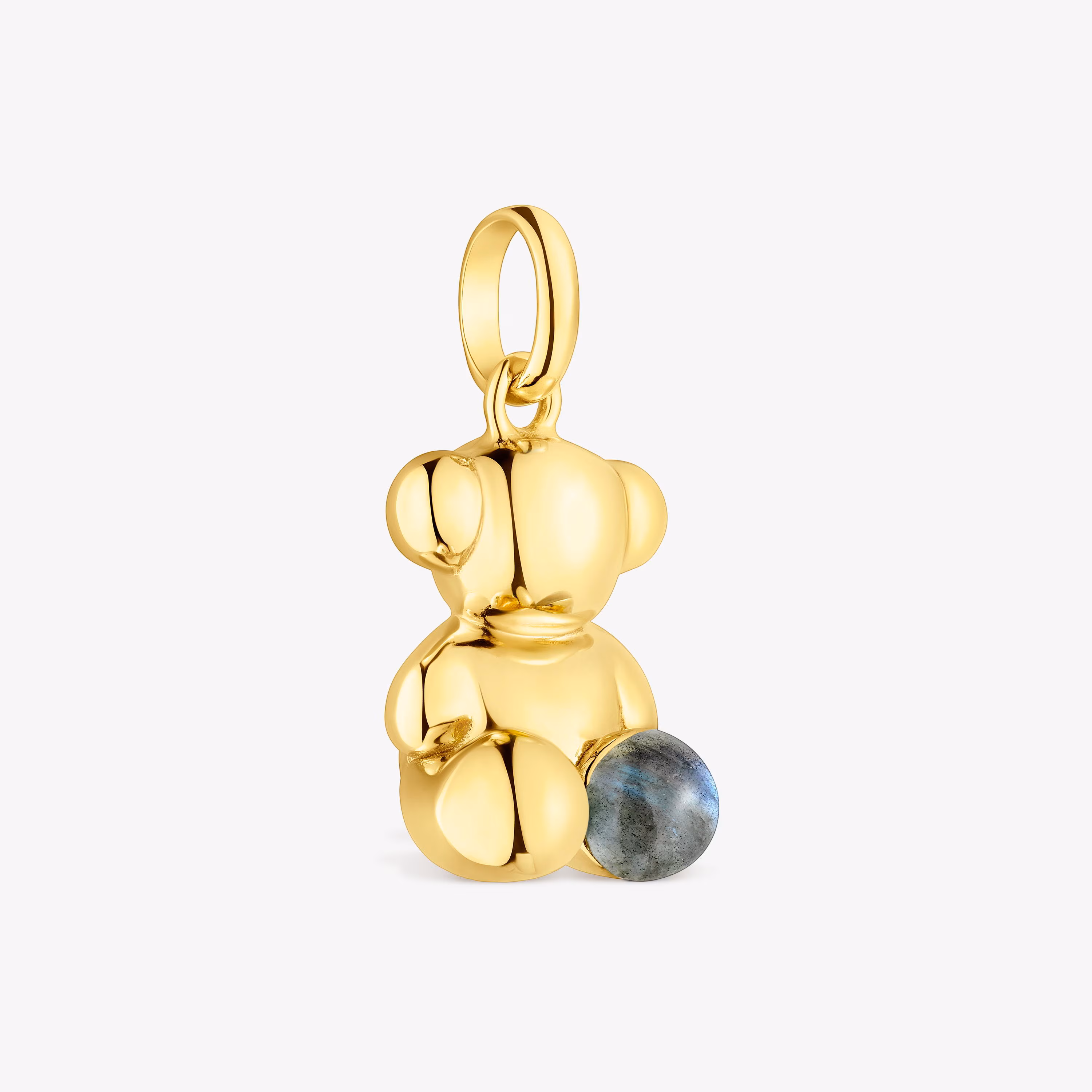 Colgante oso grande con baño de oro 18 kt sobre plata y labradorita Bold Bear