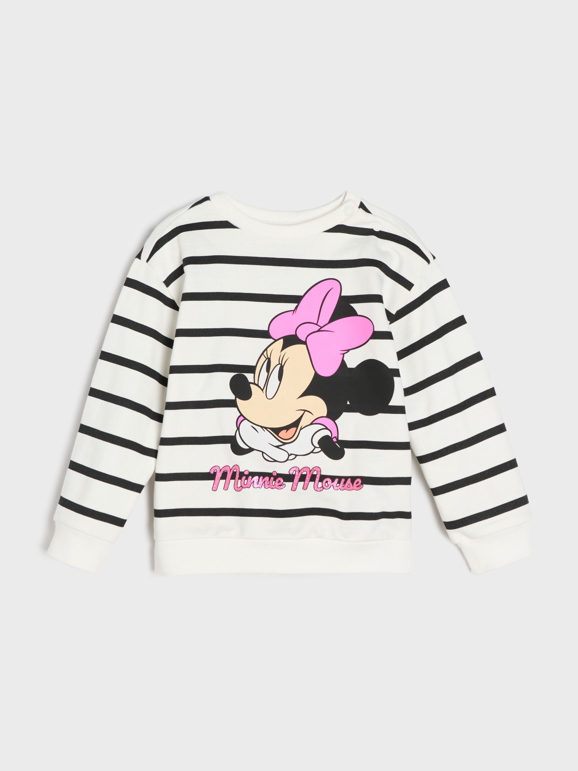 Bluza crewneck w paski z nadrukiem Minnie Mouse