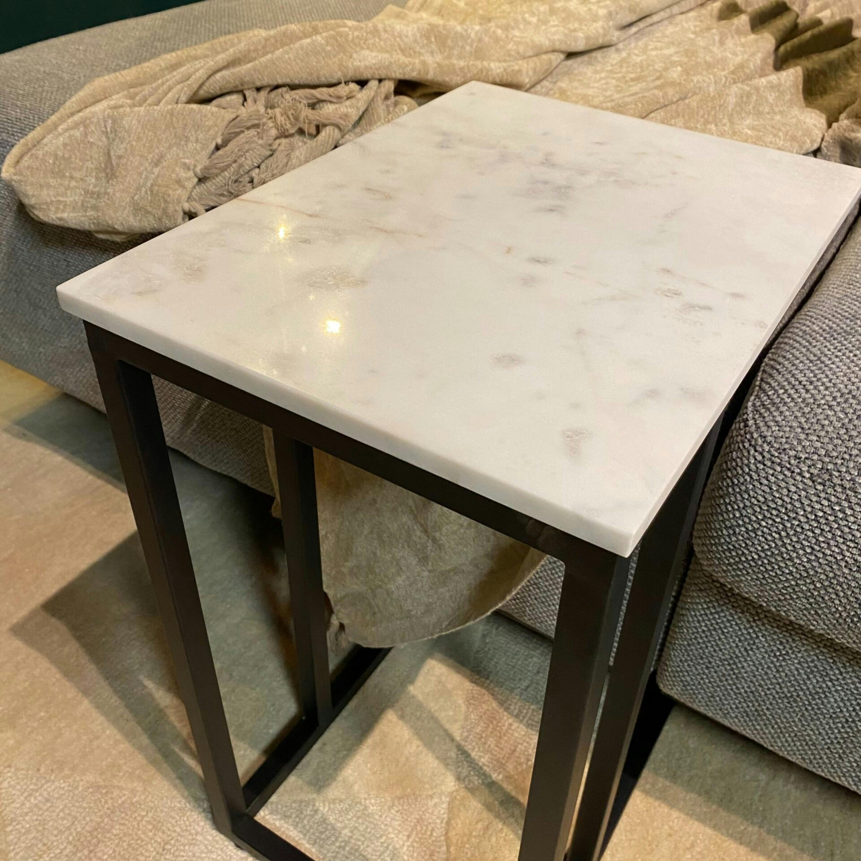 Table salon pour ordinateur en marbre blanc DUOMO