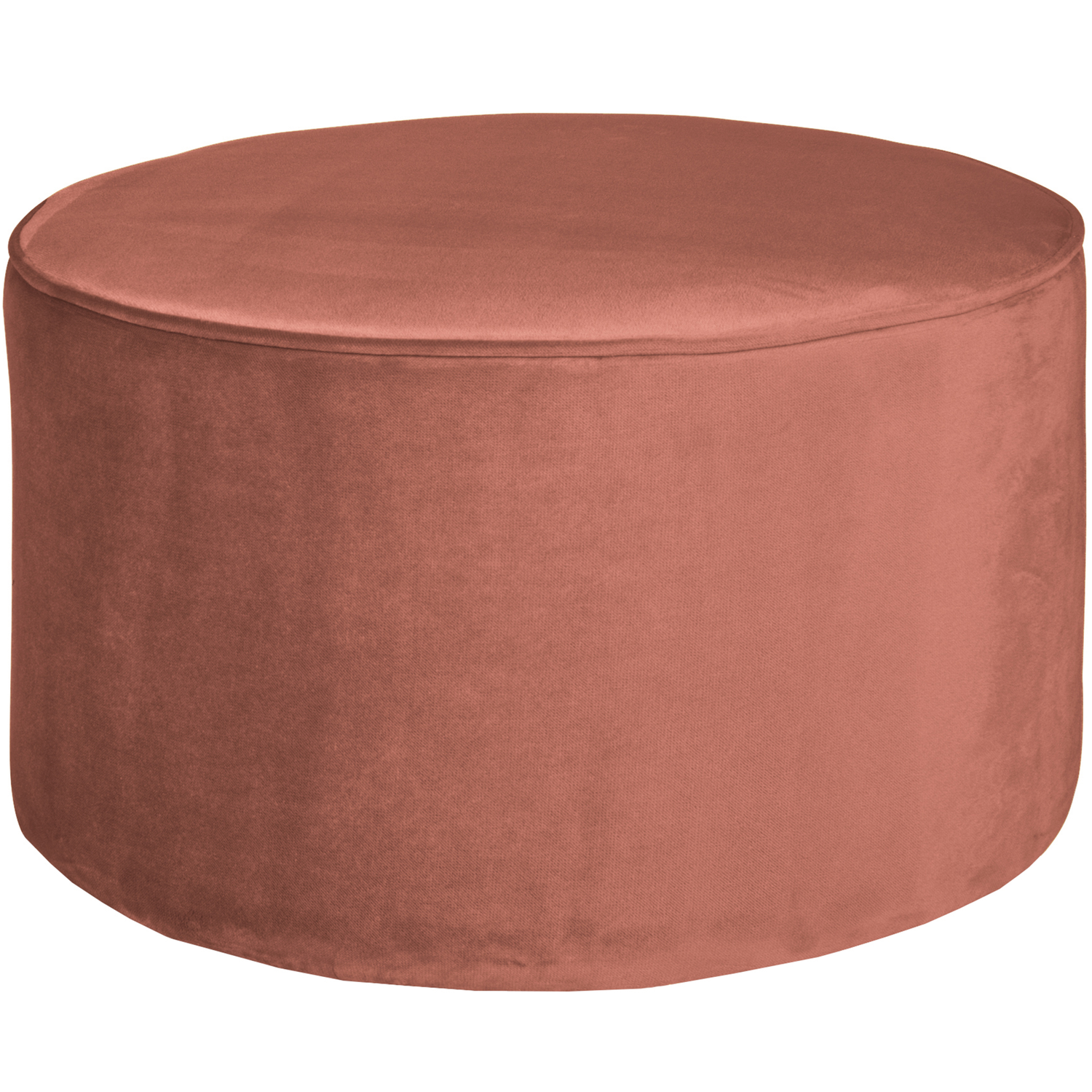 WOOOD poef laag Sara - Velvet - Roze - 36xØ60cm
