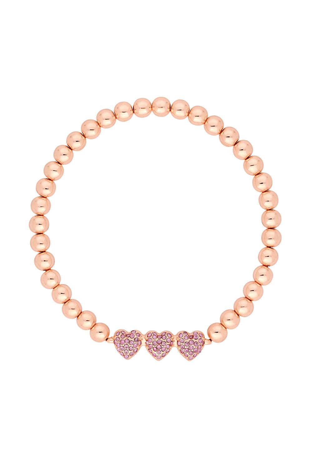 Lipsy Rose Gold Plated Micro Pave Pink Stretch Bracelet - Gift Boxed