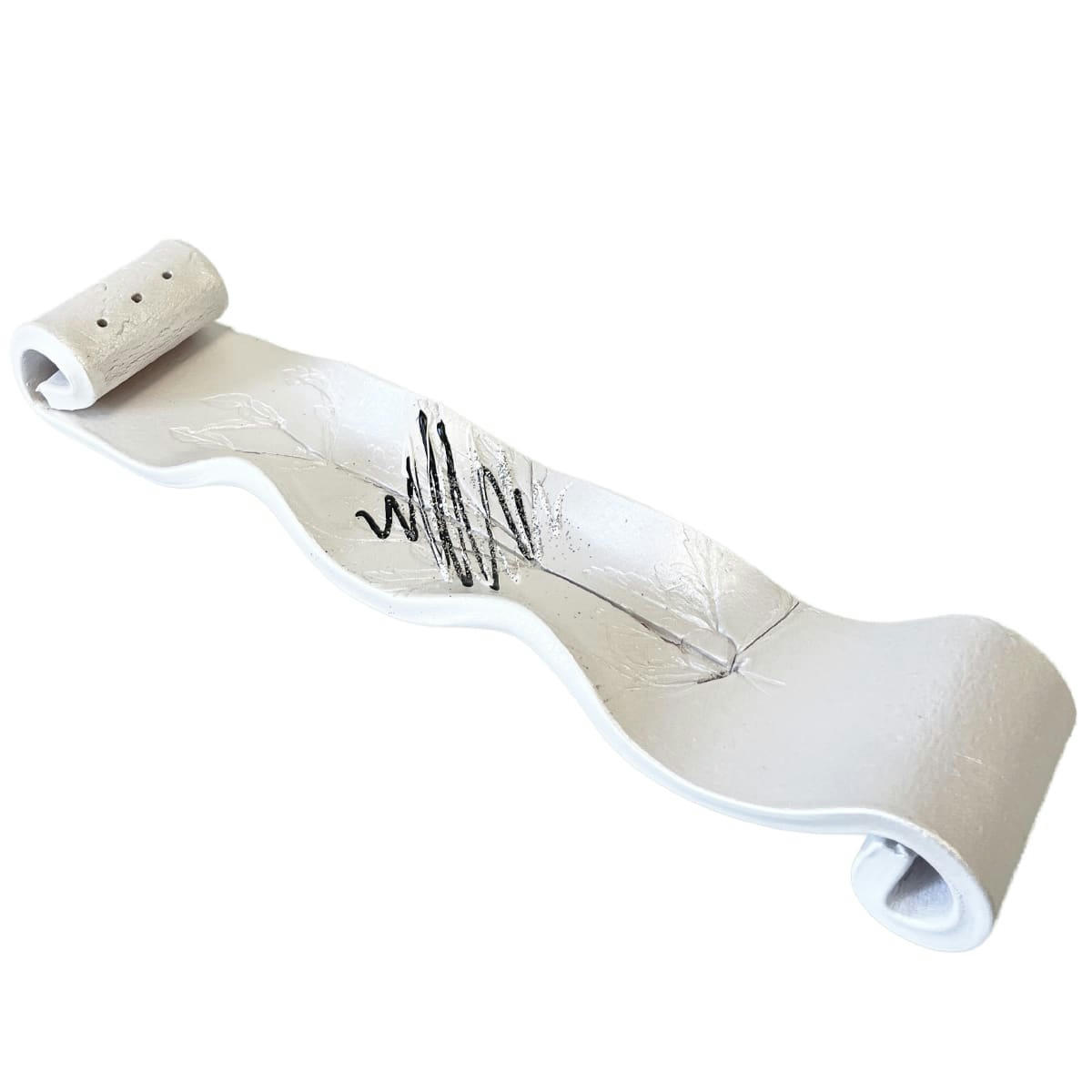 - Porte encens artisanal blanc nacré