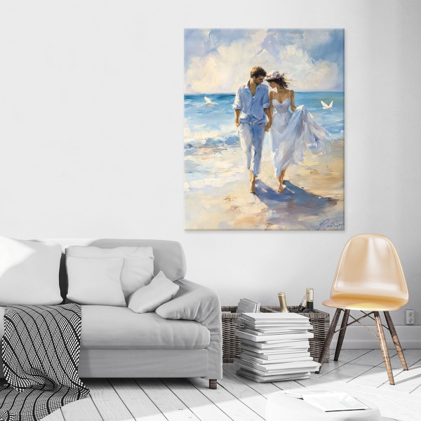 Obraz Para Pastelowy Morze Do Sypialni Salonu Kuchni Na Płótnie 60X40