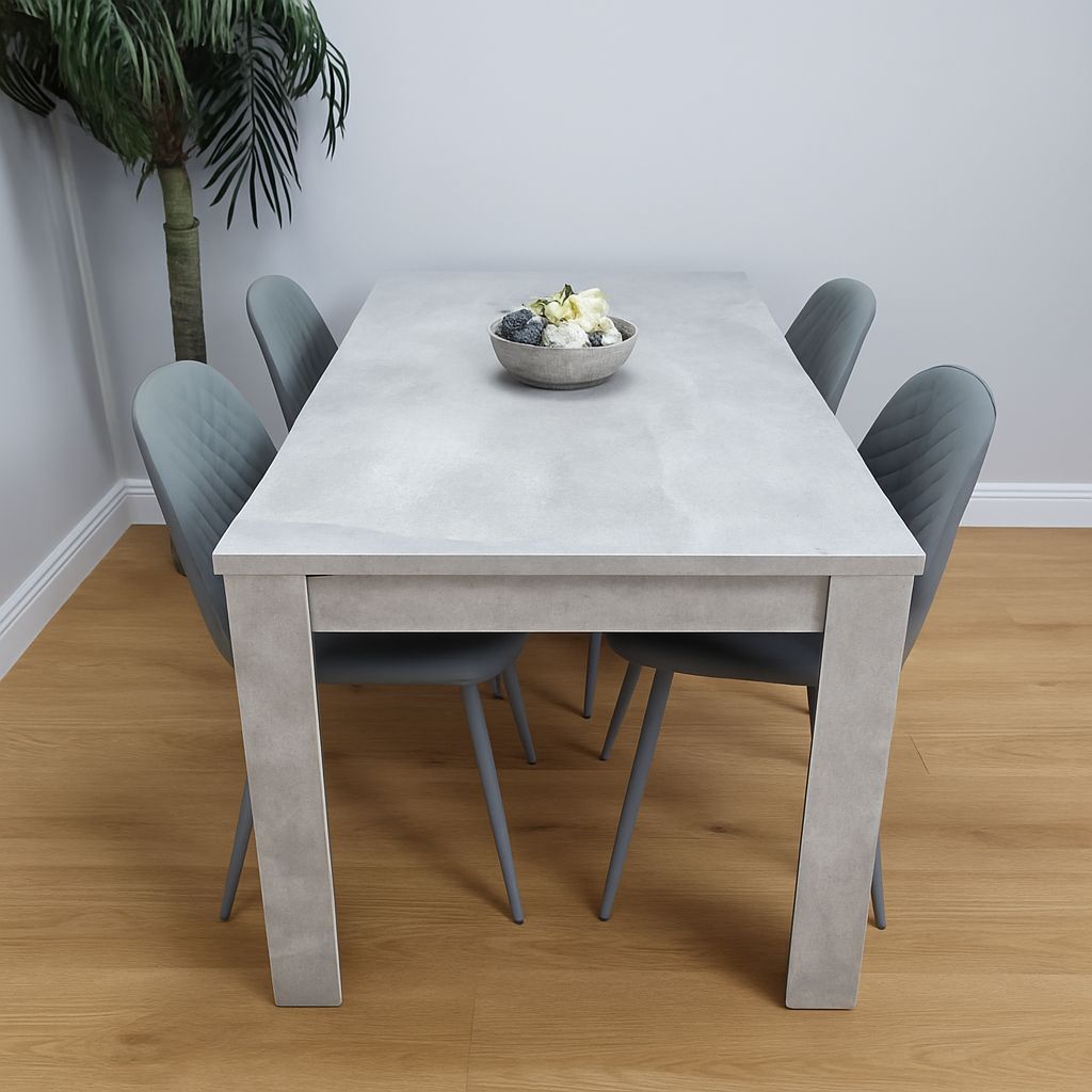 KOSY KOALA Wooden Grey Dining Table Set with 4 Grey Chairs Modern Rectangle Dining Room Furniture