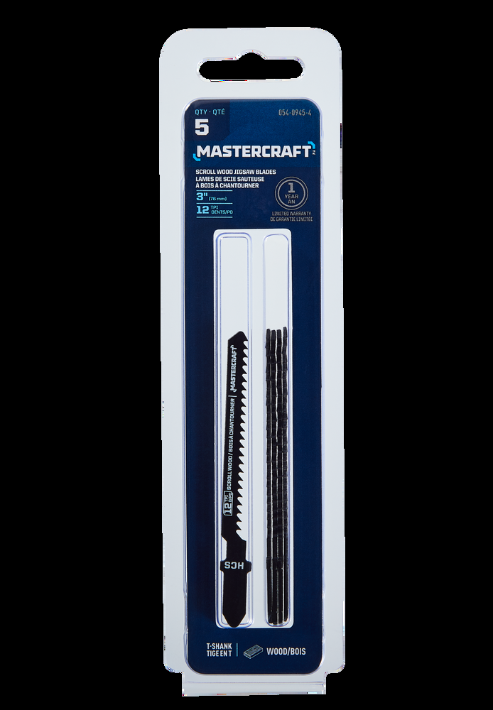Mastercraft 12 TPI T-Shank HCS Jigsaw Blades for Wood, 5-pk
