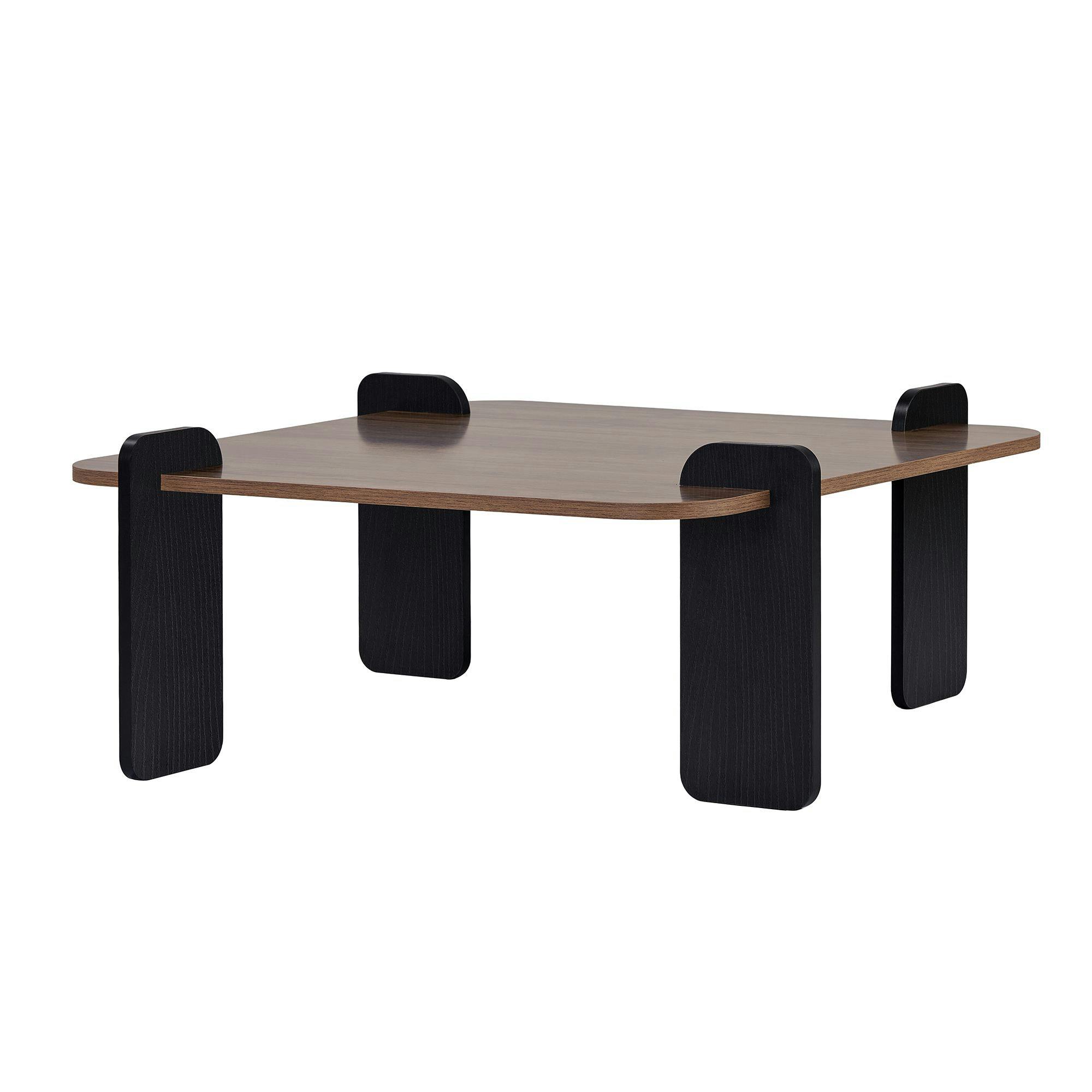 Table basse carrée décor noyer et bois noir MARFA