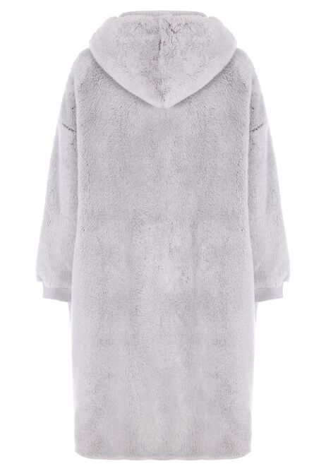 Womens Grey Zip Through Blanket Dressing Gown