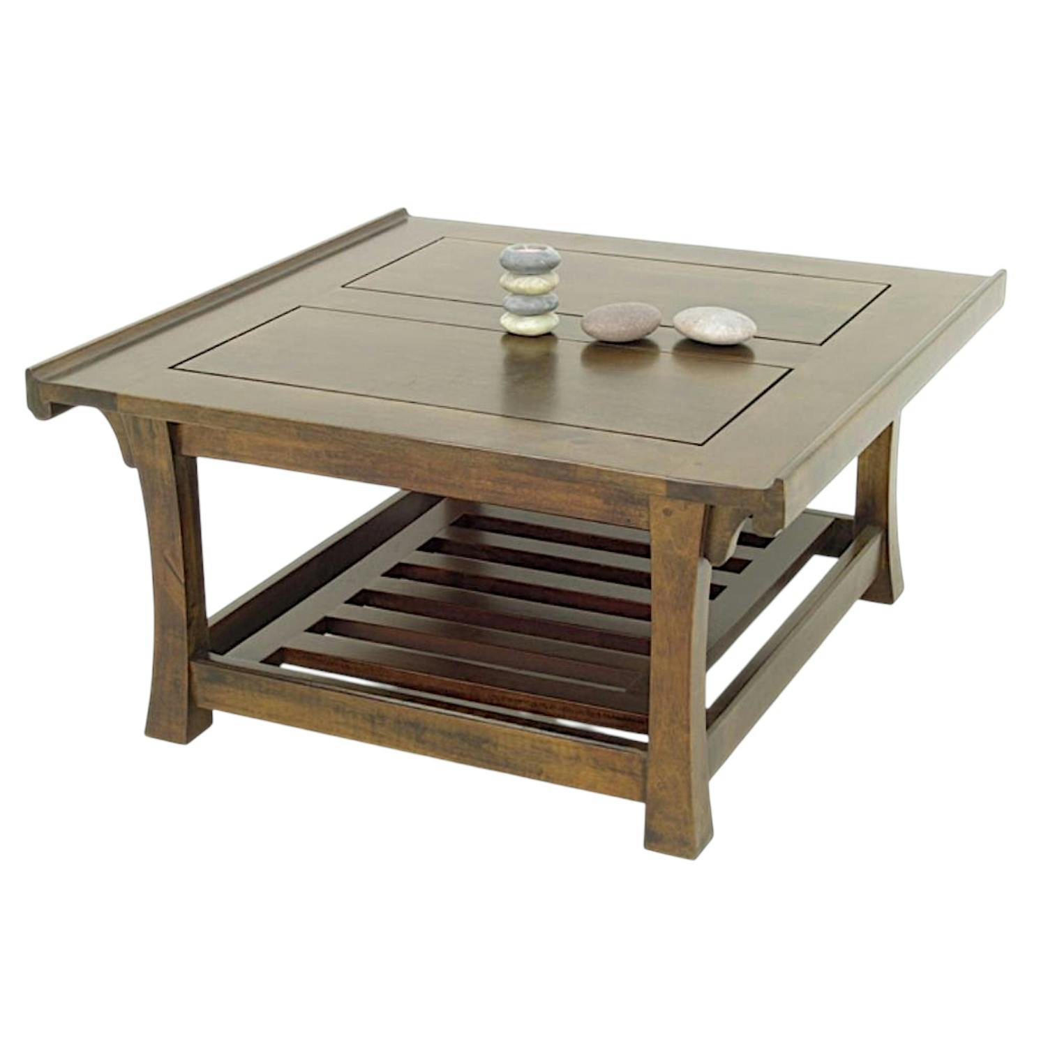 Table basse carrée hévéa 80x80x41cm MAORI