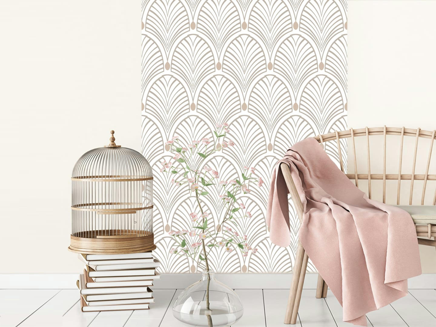 - Papier peint adhésif Gatsby beige 80cmx2m50