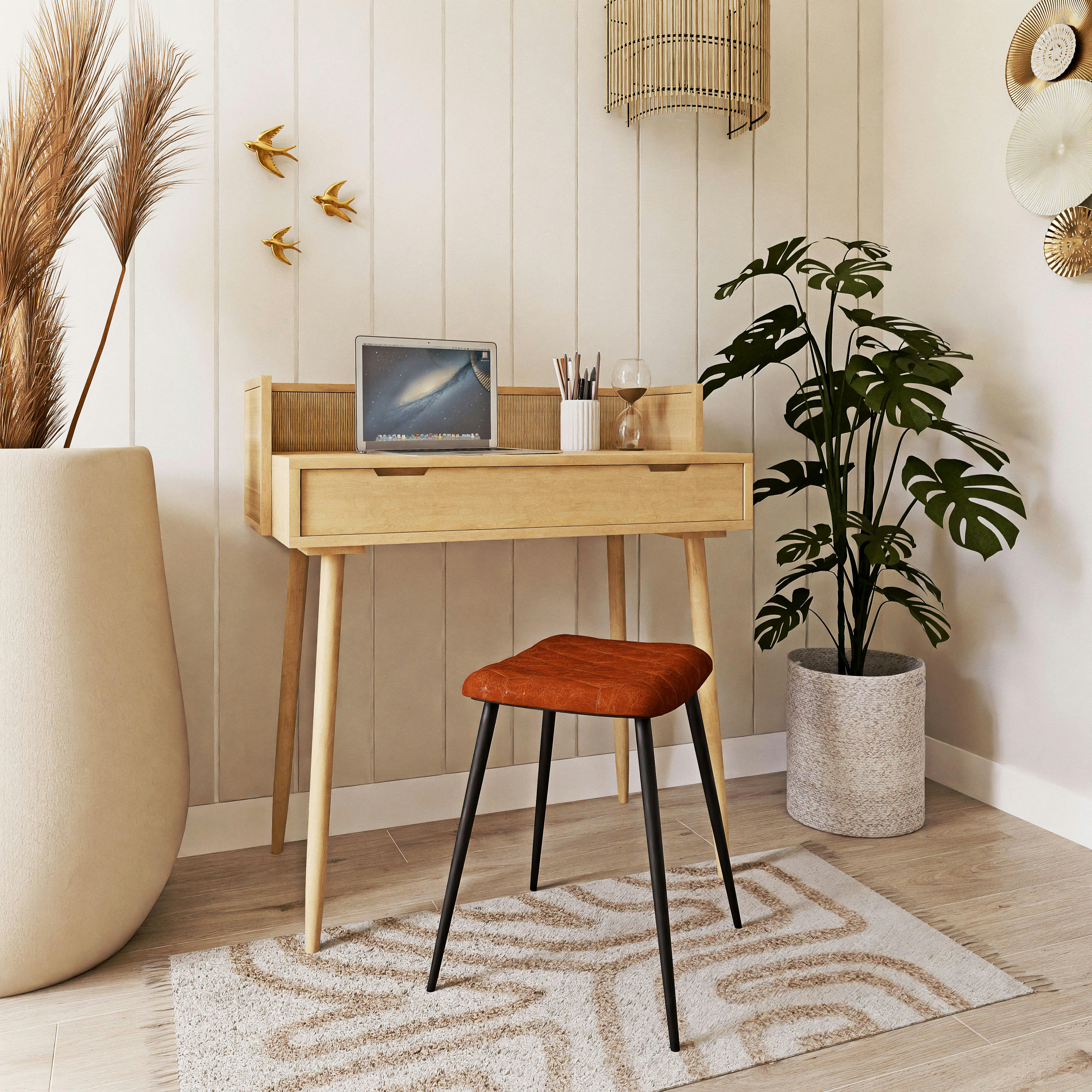 SWALLOW - Déco murale 3 oiseaux dorés