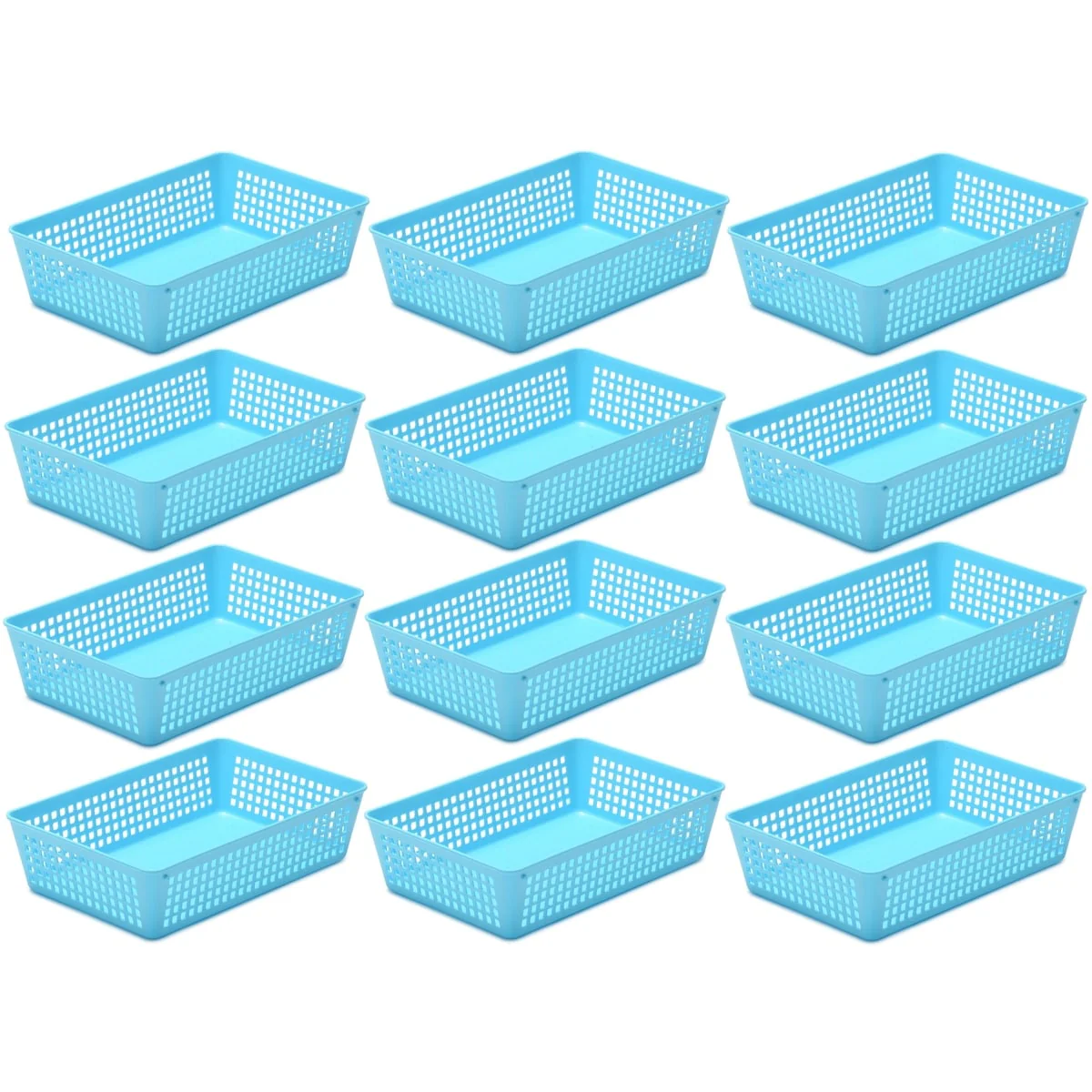 12-Pack Plastic Storage Baskets for Office Drawer, Classroom Desk