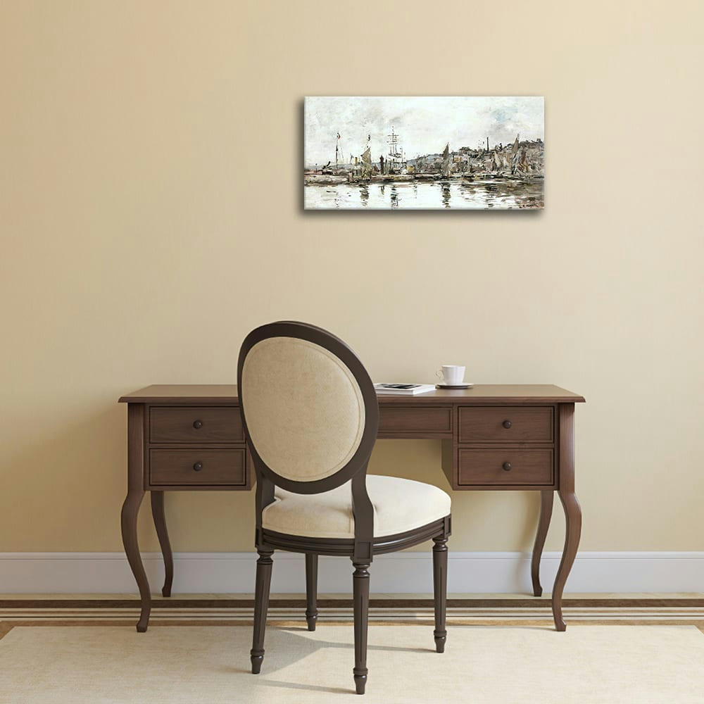 - Tableau - Le Port de Honfleur - Eugène Boudin 40x80cm