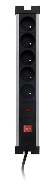 Bloc parafoudre 5x16A avec interrupteur - Noir - Zenitech