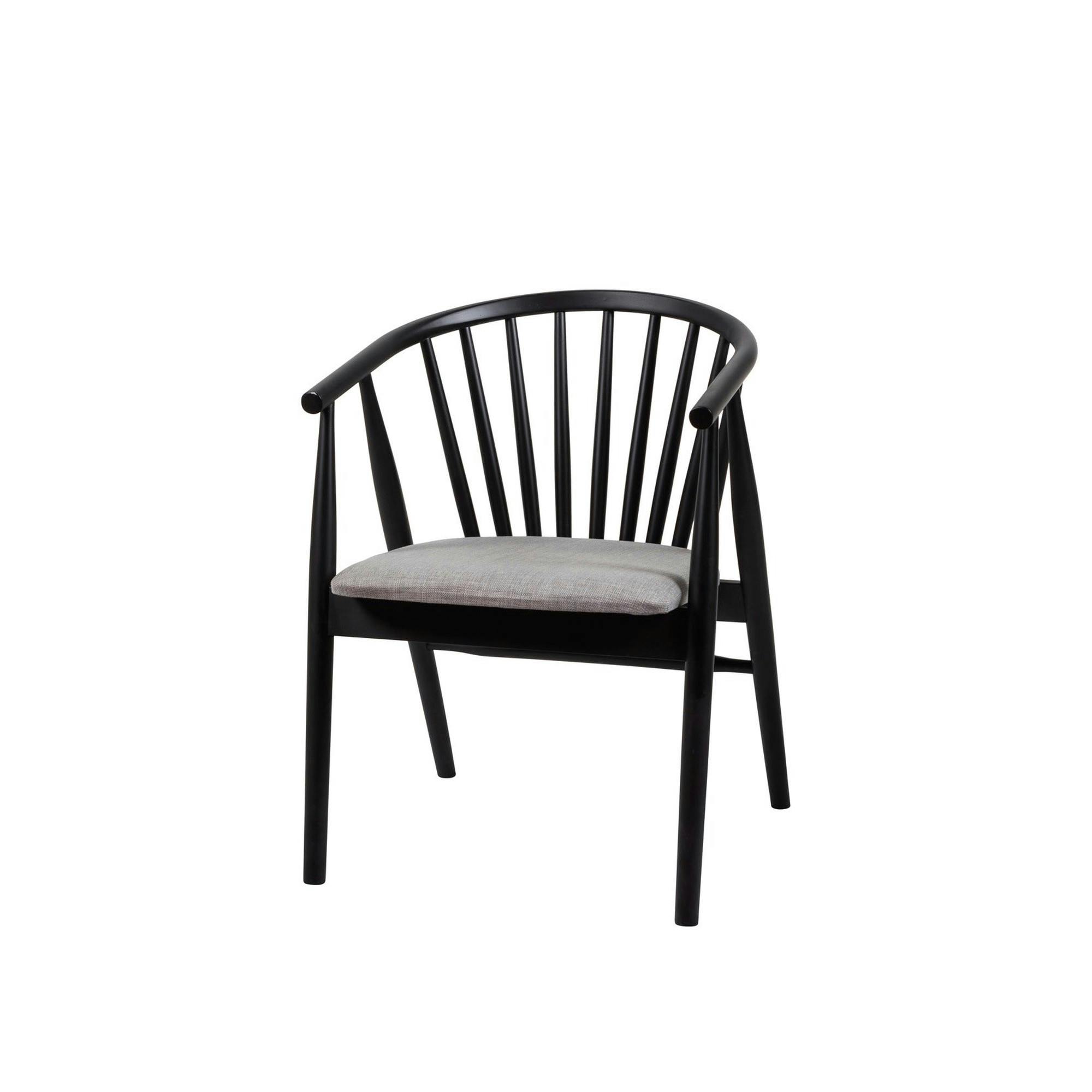Chaise noire à barreaux - tissu gris TENA