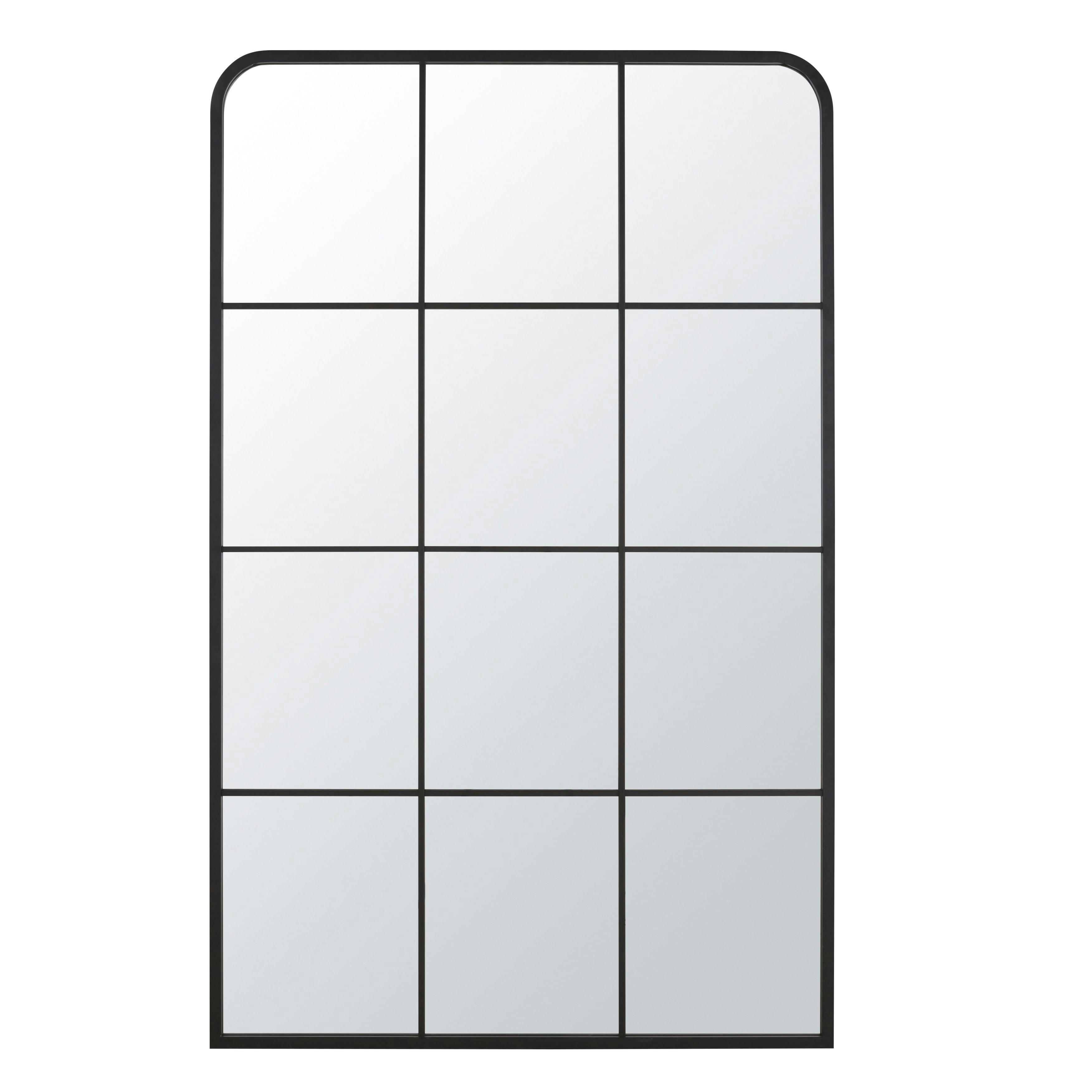MARTHA - Grand miroir rectangulaire fenêtre en métal noir 100x160