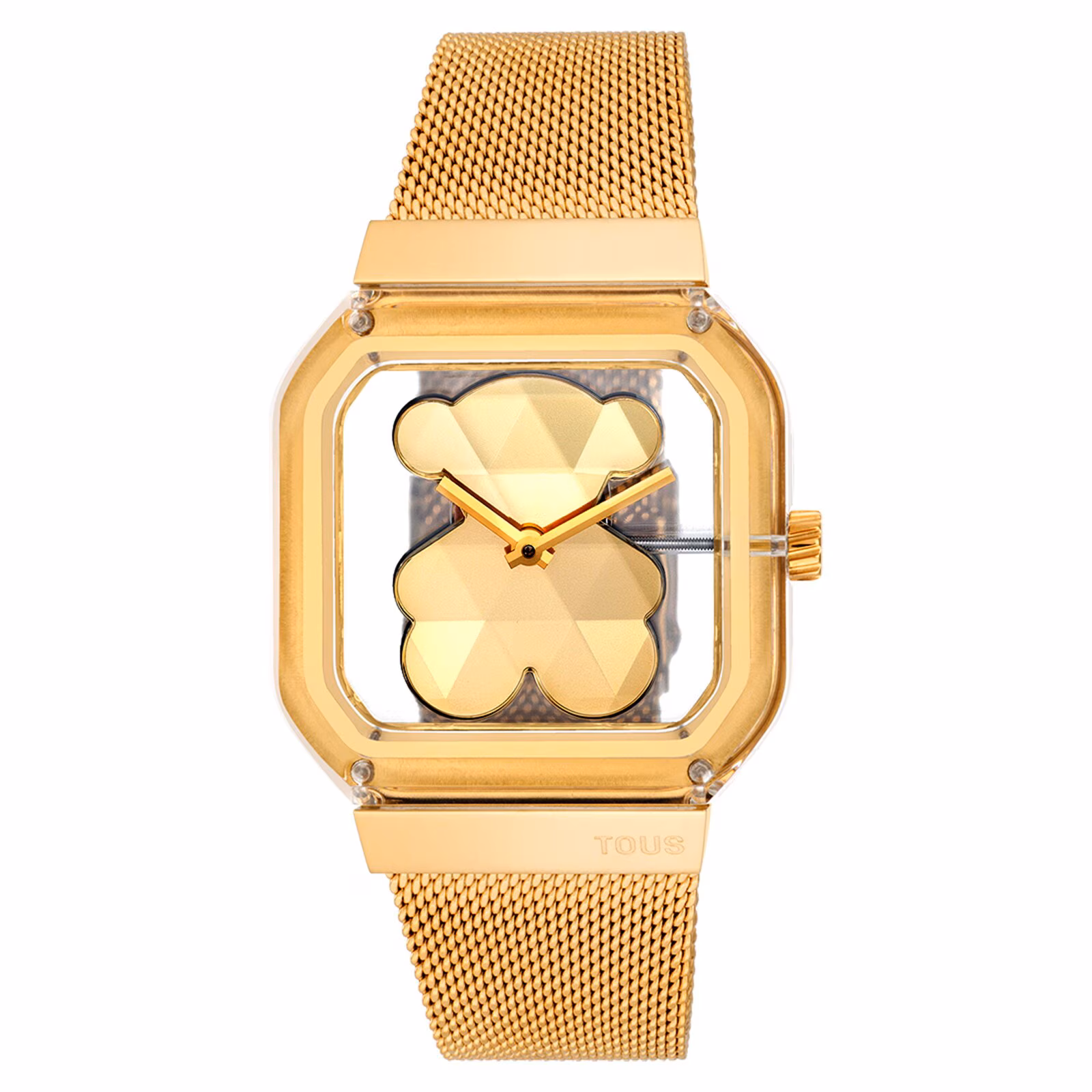 Reloj analógico con brazalete de acero dorado D-Bear Party