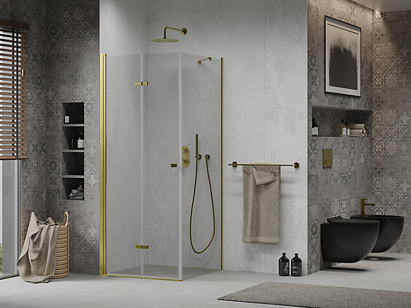 Mexen Lima cabine de douche pliante 70 x 70 cm, transparent, or - 856-070-070-50-00