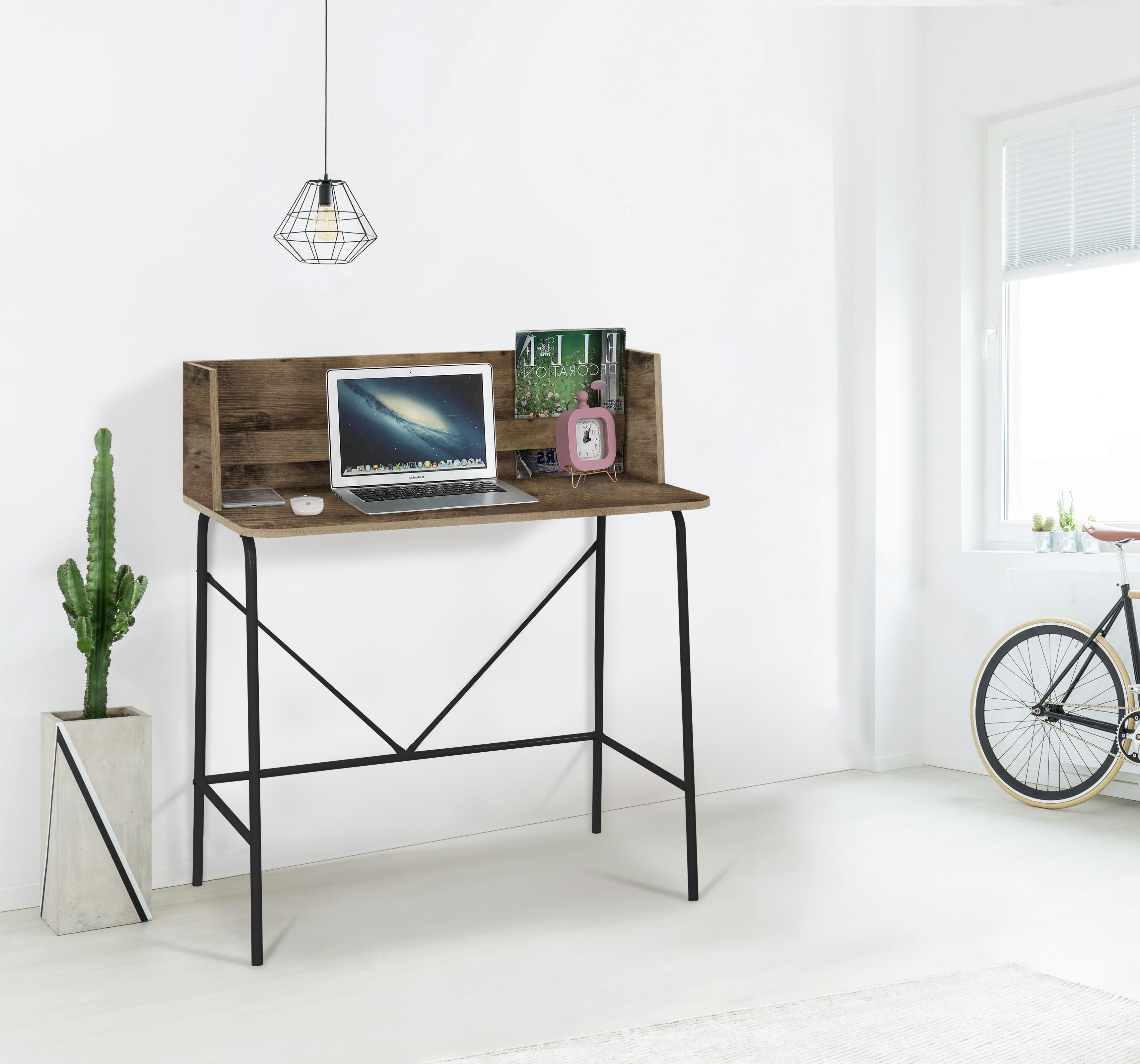 - Bureau en métal et bois coloris marron