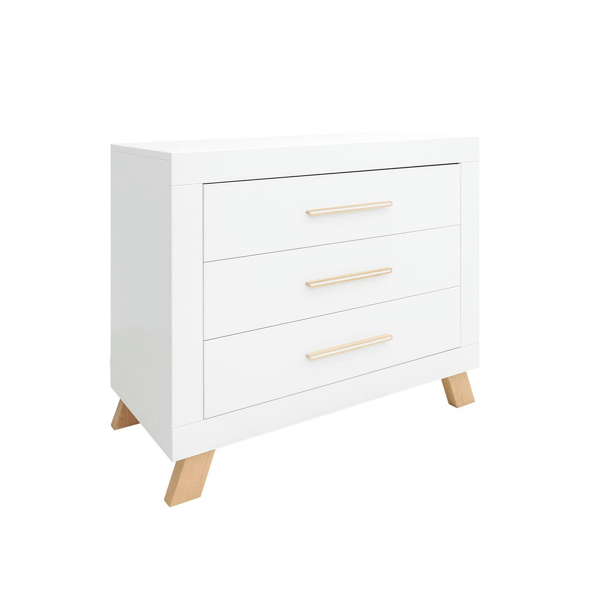 LISA - Commode 3 tiroirs blanc naturel