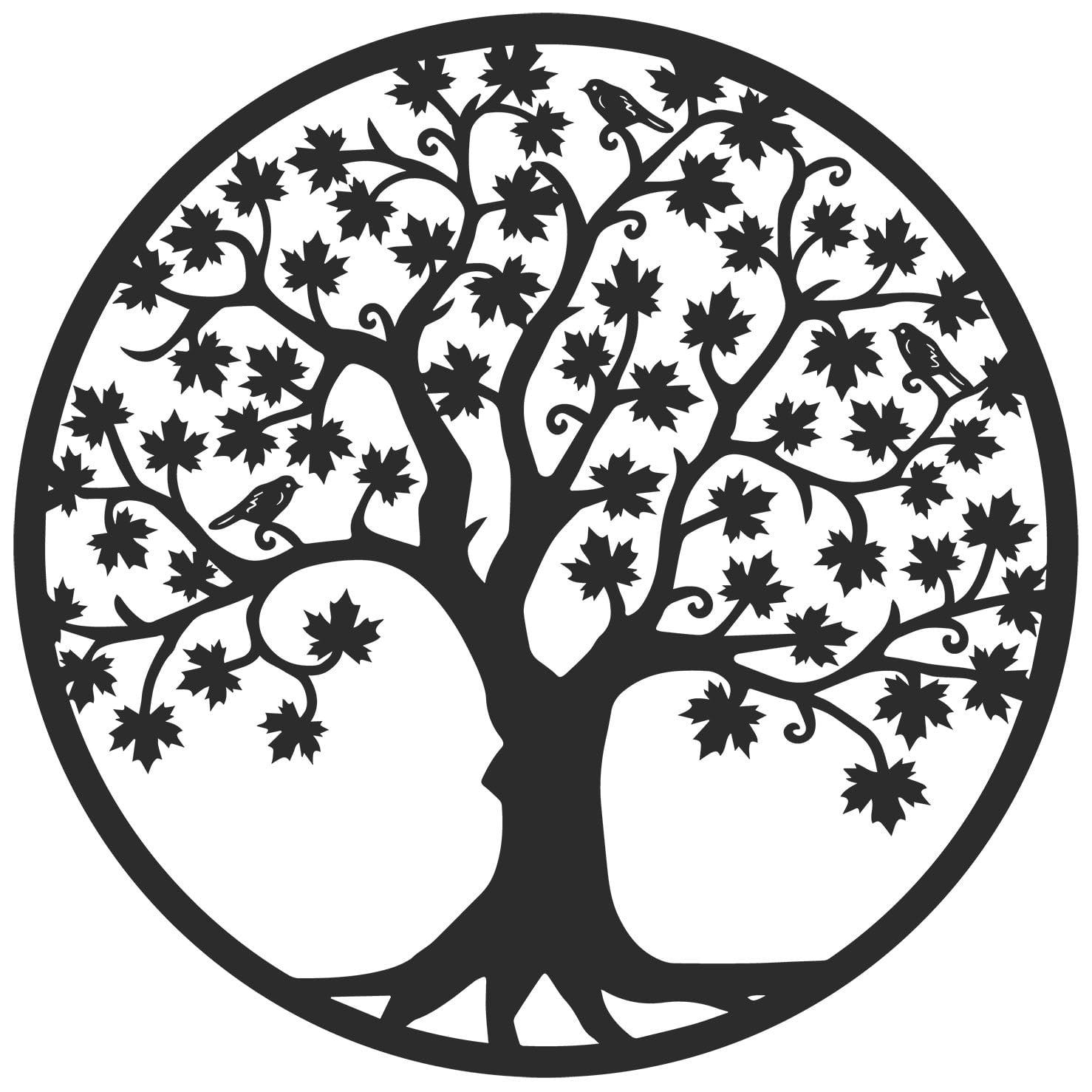 - Déco murale arbre de vie feuilles d'érable en métal 30 cm