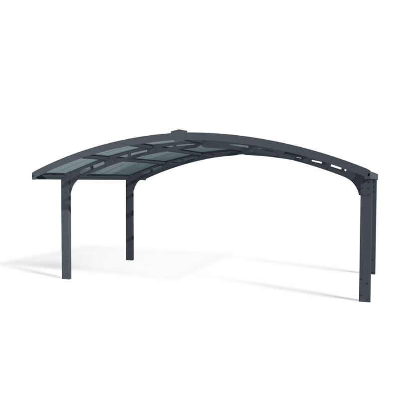 Carport en aluminium Arizona Wave gris foncé 26,9 m²